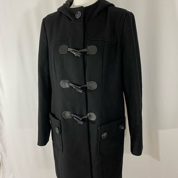 NWOT Style & Co Black Wool Coat with Toggle Closure - Picture 1 of 4
